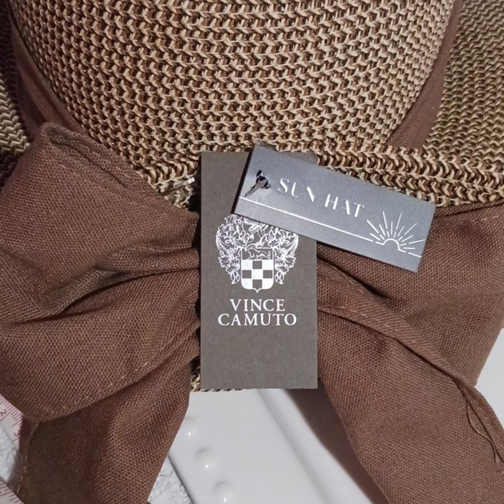 Gorgeous! Vince Camuto ⚜️ Wide Brim Sun Hat - Tan Brown - Picture 10 of 12